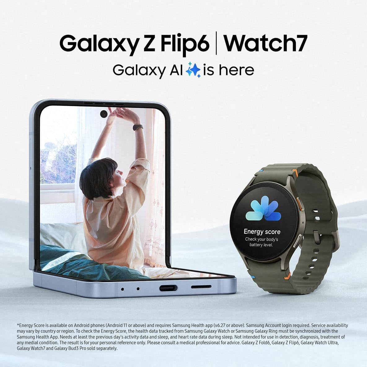 Galaxy Z Flip6 AI Smartphone, Unlocked Android Smartphone, 256GB Storage, 50MP Camera, Blue, 3 Year Manufacturer Extended Warranty (UK Version)