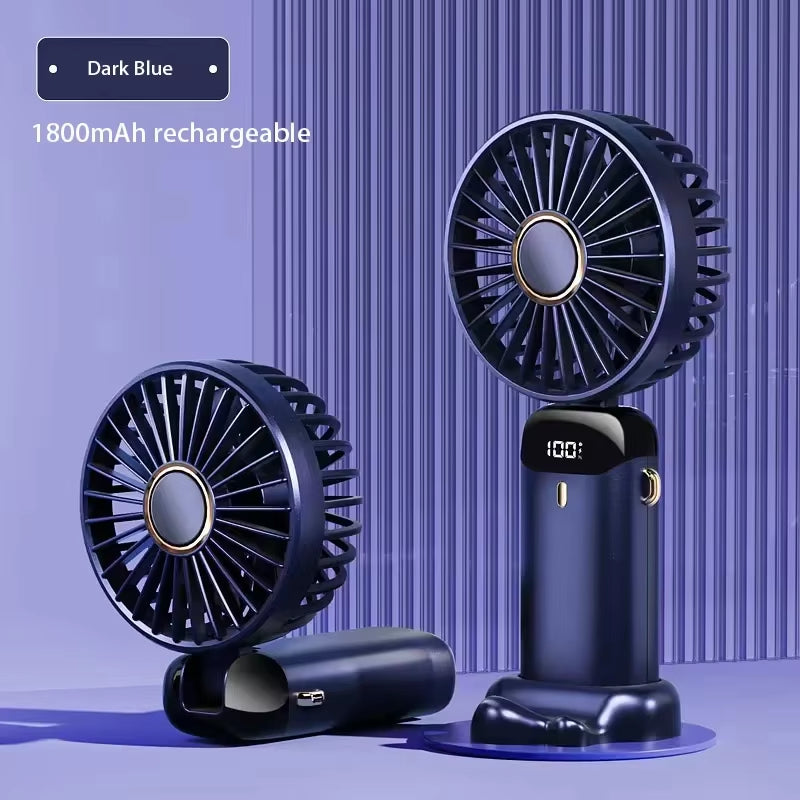 Handheld Mini Fan Foldable Portable Neck Hanging Fans 5 Speed USB Rechargeable Fan with Phone Stand and Display Screen 1800Mah