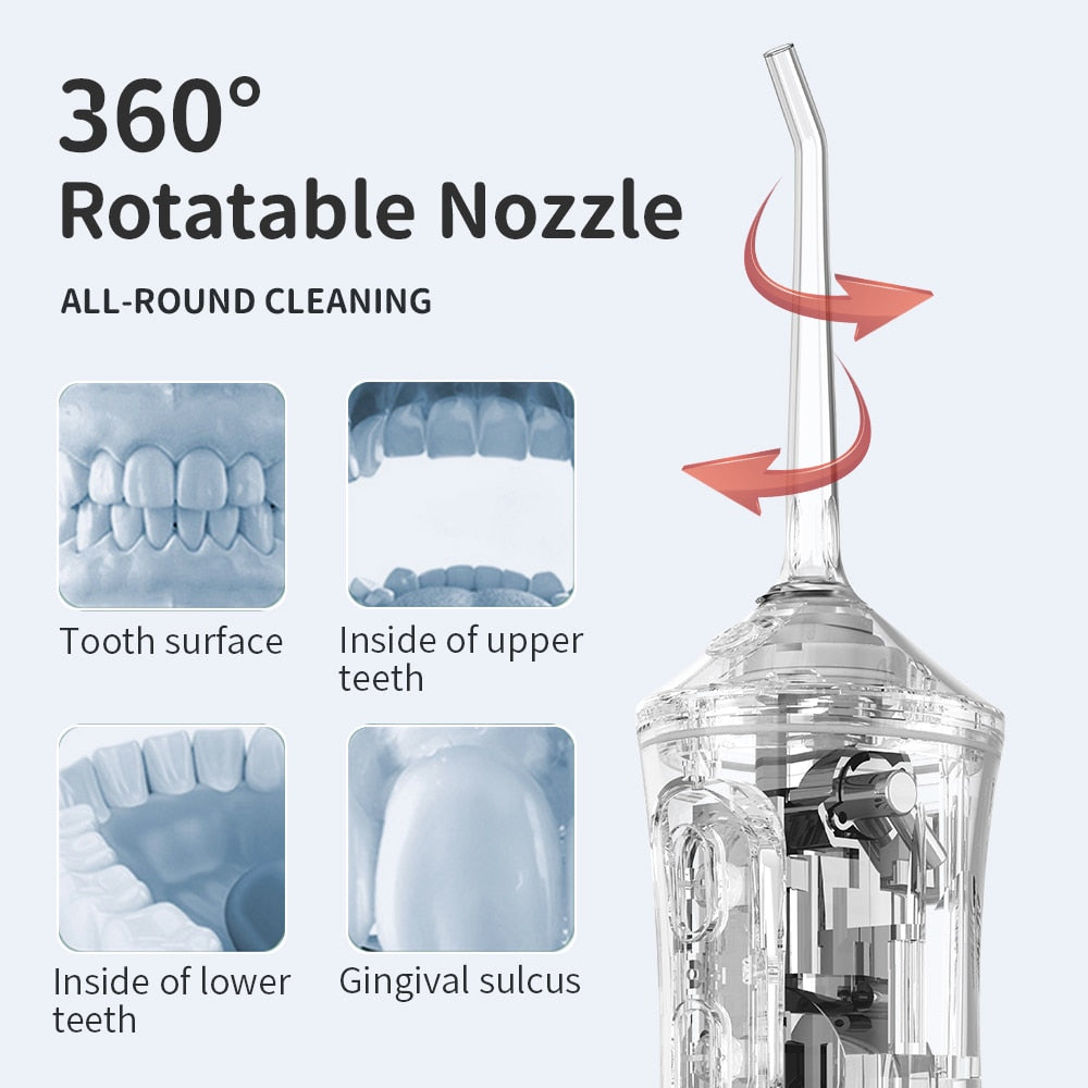 Portable Oral Irrigator Water Flosser USB Rechargeable Nozzles Sertex