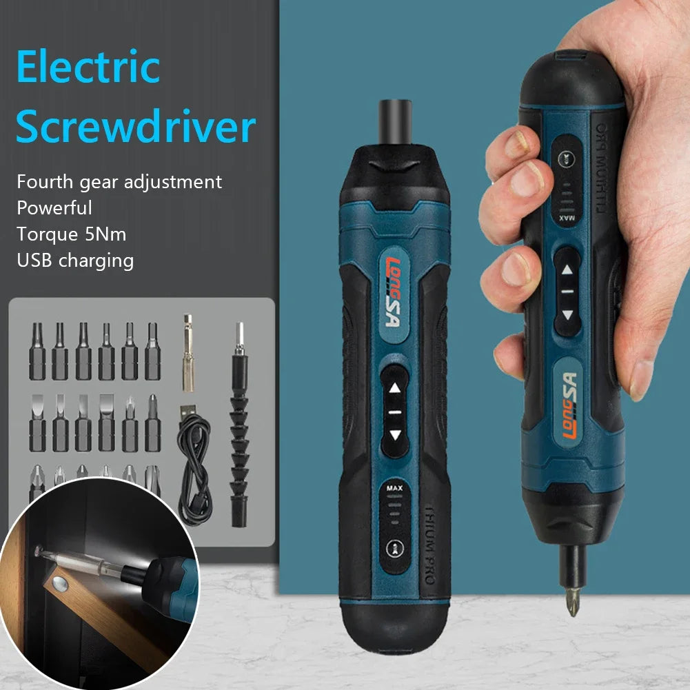 3.6V Cordless Electric Screwdriver Rechargeable 1500Mah Lithium Battery Mini Drill Power Tools Set Household Maintenance Repair