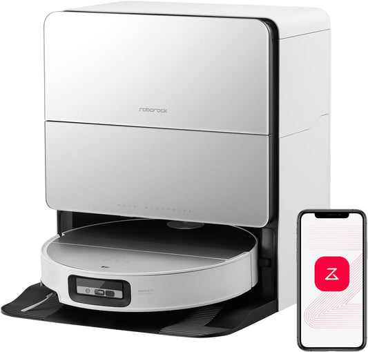 Saros 10 Robot Vacuum Cleaner with Mop, 22,000 Pa, 3.14-Inch Ultra Slim, Zero-Tangling, AI 3.0 Obstacle Avoidance, Auto Detachable Mop, 80°C Mop Washing, Hot Water Dock Self Cleaning (White)