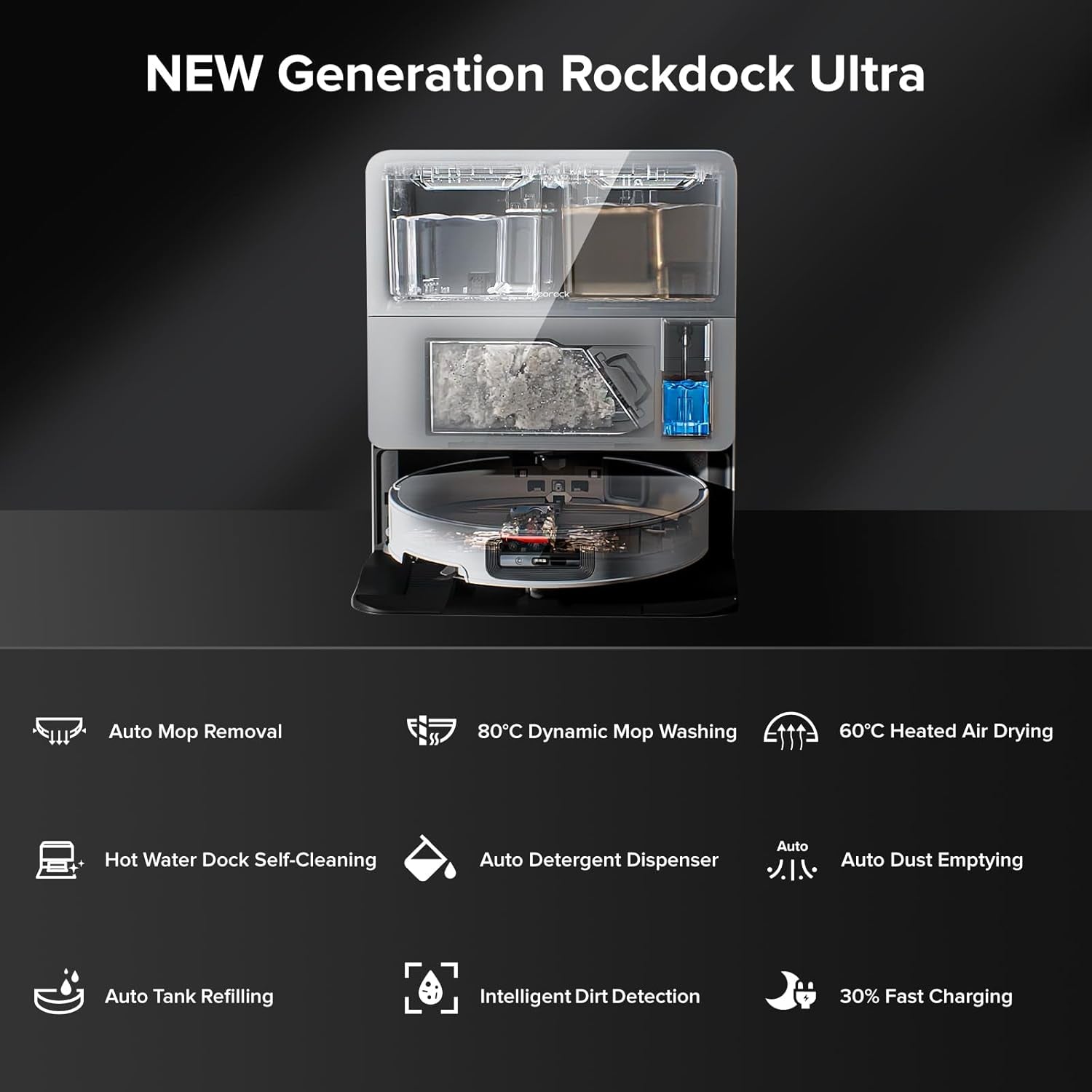 Saros 10 Robot Vacuum Cleaner with Mop, 22,000 Pa, 3.14-Inch Ultra Slim, Zero-Tangling, AI 3.0 Obstacle Avoidance, Auto Detachable Mop, 80°C Mop Washing, Hot Water Dock Self Cleaning (White)