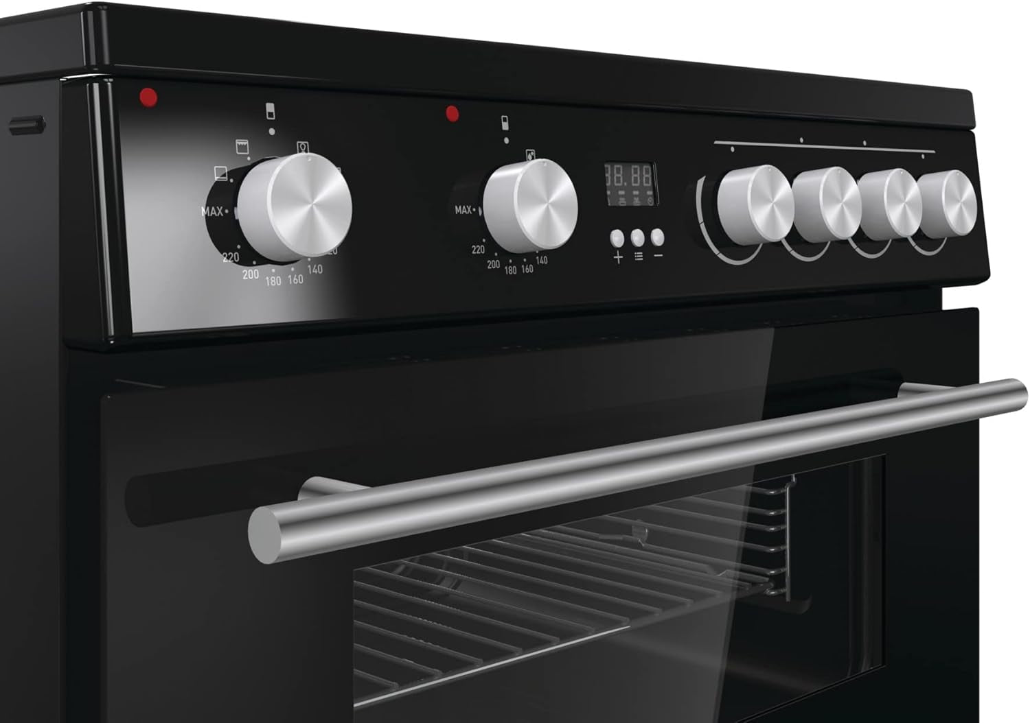 HDE3211BBUK 60Cm Electric Cooker with Ceramic Hob-Black , a Rated Double Oven