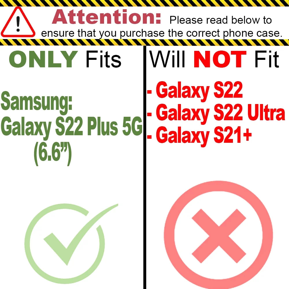 for Samsung Galaxy S22 plus Ring Case, Kickstand Rugged Phone Cover Magnetic Car Mount Compatible - Black