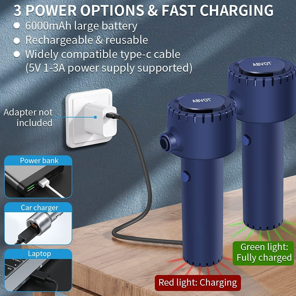 Compressed Air Duster, Electronic Air Duster, Portable 40000 RPM Cordless Dust Blower, 6000Mah Battery Air Can Duster, Powerful Computer Keyboard Cleaning Air Spray, Rechargeable Electric Canned Air