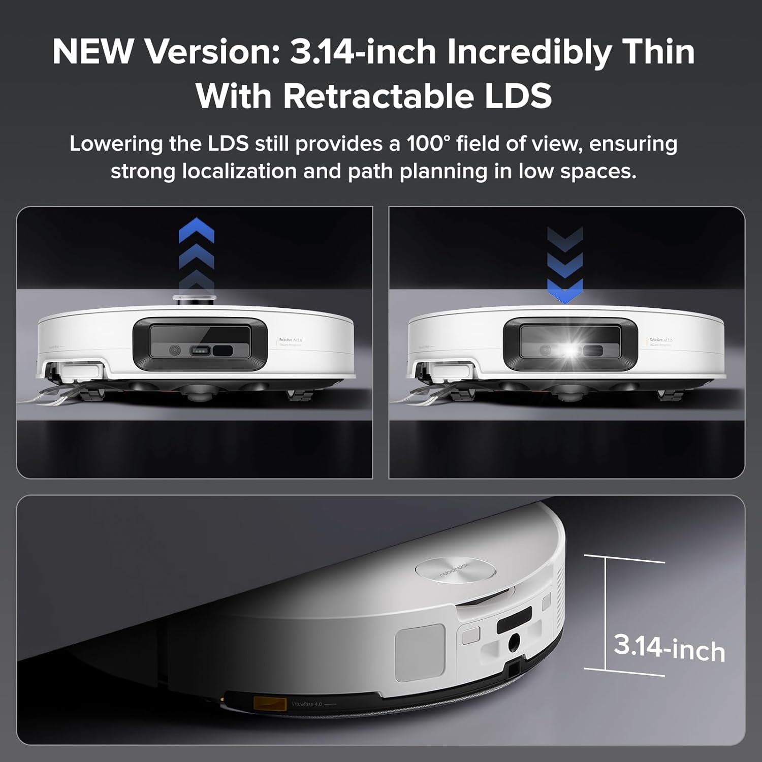 Saros 10 Robot Vacuum Cleaner with Mop, 22,000 Pa, 3.14-Inch Ultra Slim, Zero-Tangling, AI 3.0 Obstacle Avoidance, Auto Detachable Mop, 80°C Mop Washing, Hot Water Dock Self Cleaning (White)