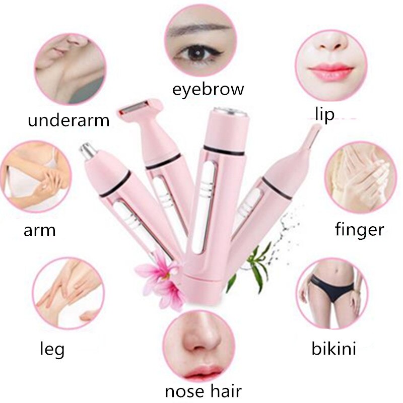 4 IN 1 Portable Women Painless Electric Epilator Shaver Razor Sertex
