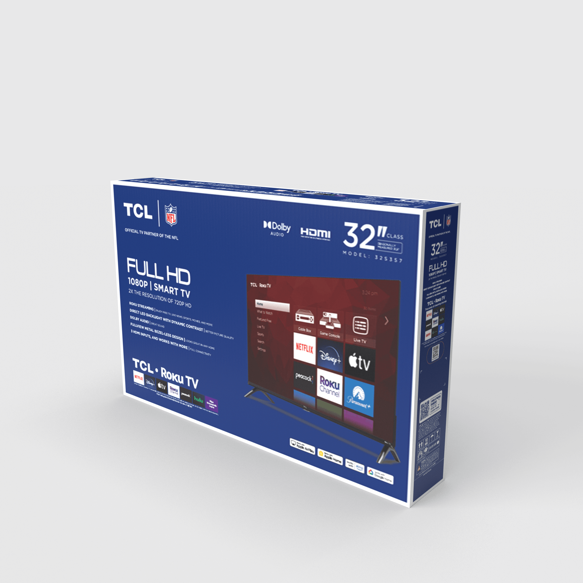 TCL 32” Class S3 (32S357) Full HD 1080P LED Smart TV with Roku TV