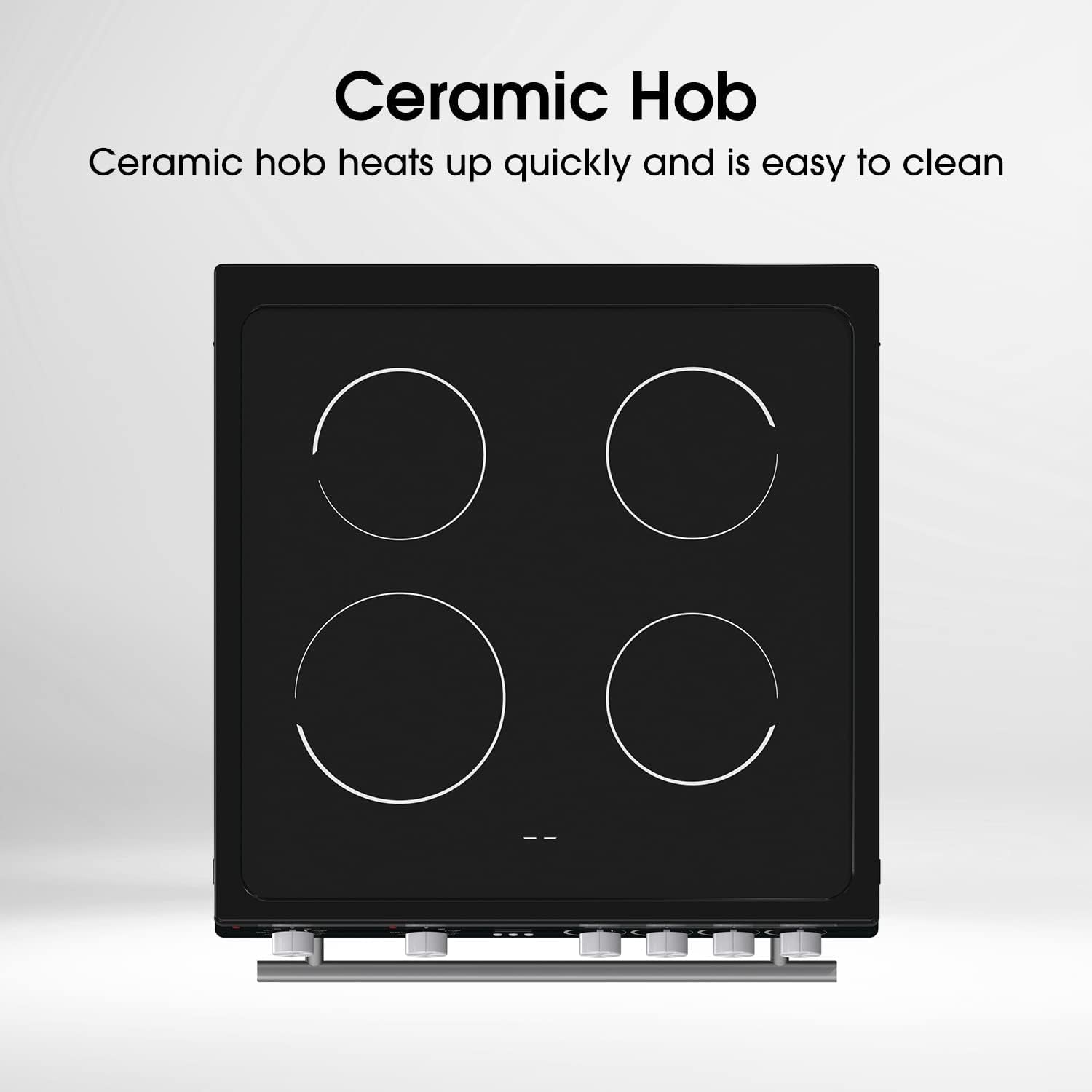 HDE3211BBUK 60Cm Electric Cooker with Ceramic Hob-Black , a Rated Double Oven