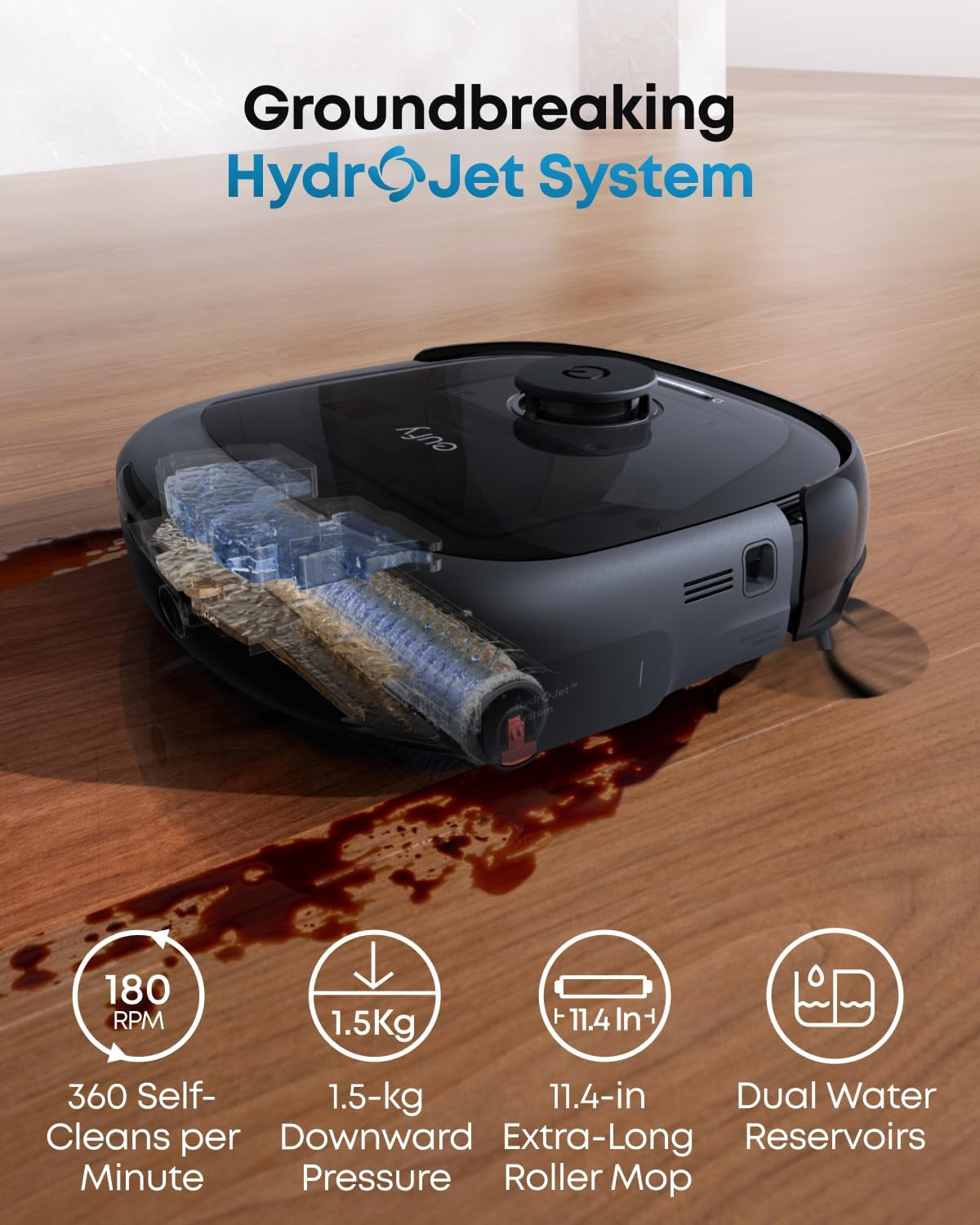 E28 Omni Robot Vacuum Cleaner with Mop, Hydrojet System, Portable Deep Cleaner for Carpet, Spot Cleaner, 20,000 Pa Turbo Suction, Zero Tangling, Corner-To-Edge Deep Cleaning, All-In-One Station