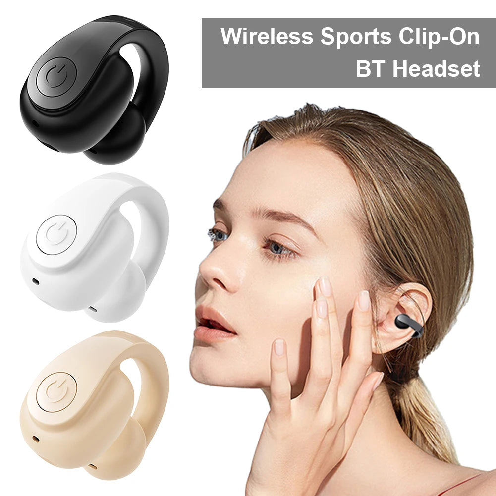Wireless Ear Clip on Earphone Bluetooth-Compatible 5.4 Headset Noise Canceling Sports Earphones Hifi Stereo Headset for Running