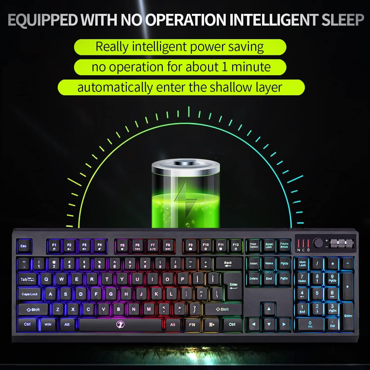 C104 Wireless Gaming Keyboard and Mouse Combo - RGB Backlit, Mechanical Feel, Anti-Ghosting, Rechargeable Battery, 7D 3200DPI Mice for Gamers