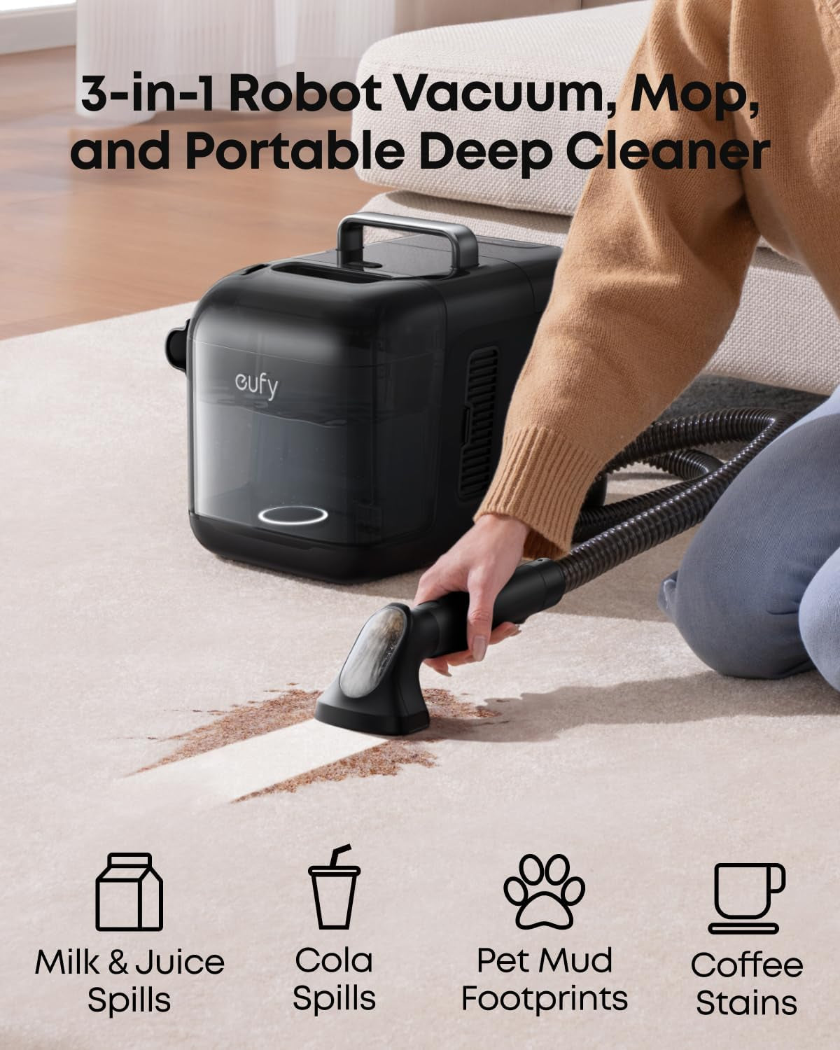 E28 Omni Robot Vacuum Cleaner with Mop, Hydrojet System, Portable Deep Cleaner for Carpet, Spot Cleaner, 20,000 Pa Turbo Suction, Zero Tangling, Corner-To-Edge Deep Cleaning, All-In-One Station