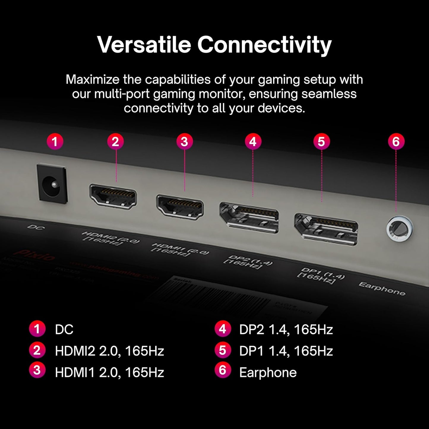 PXC325 32 Inch 165Hz Refresh Rate FHD 1080P Resolution 1500R Curve VA Panel 1Ms Response Time Adaptive Sync HDR Curved Gaming Monitor