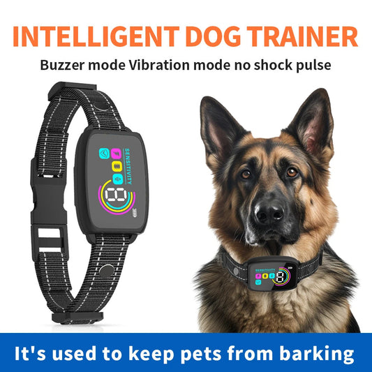 Smart Automatic Anti Barking Dog Collar Rechargeable Bark Stopper Stop Barking HD Digital Display IP67 Waterproof Collar For Dogs Pet Products Sertex