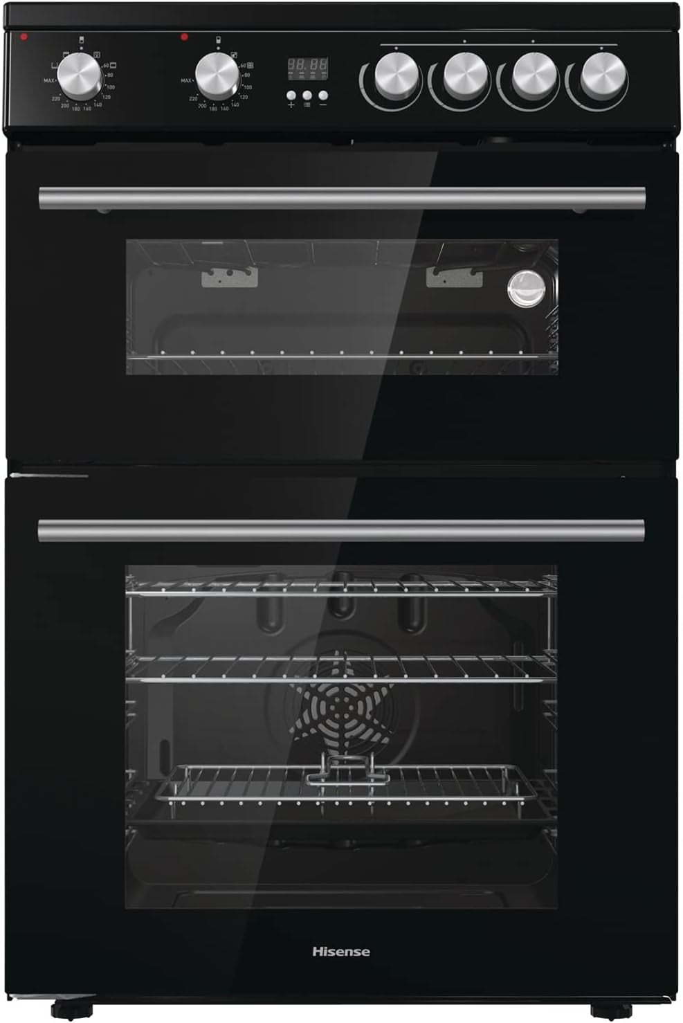 HDE3211BBUK 60Cm Electric Cooker with Ceramic Hob-Black , a Rated Double Oven