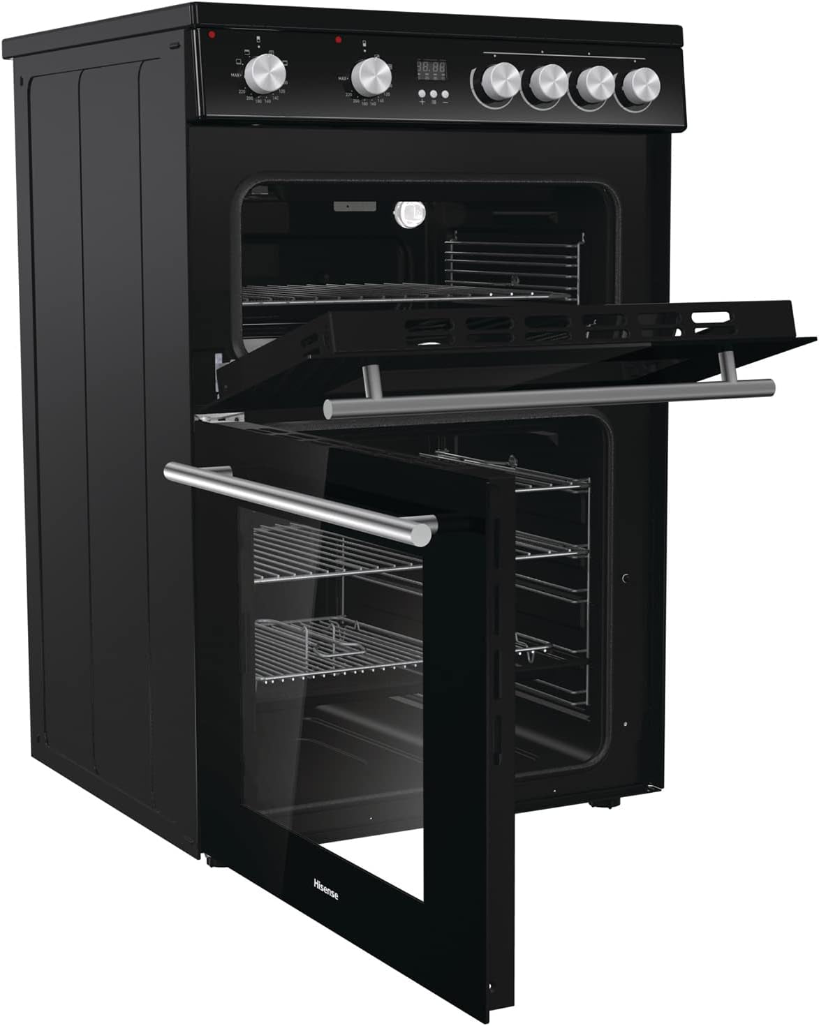 HDE3211BBUK 60Cm Electric Cooker with Ceramic Hob-Black , a Rated Double Oven