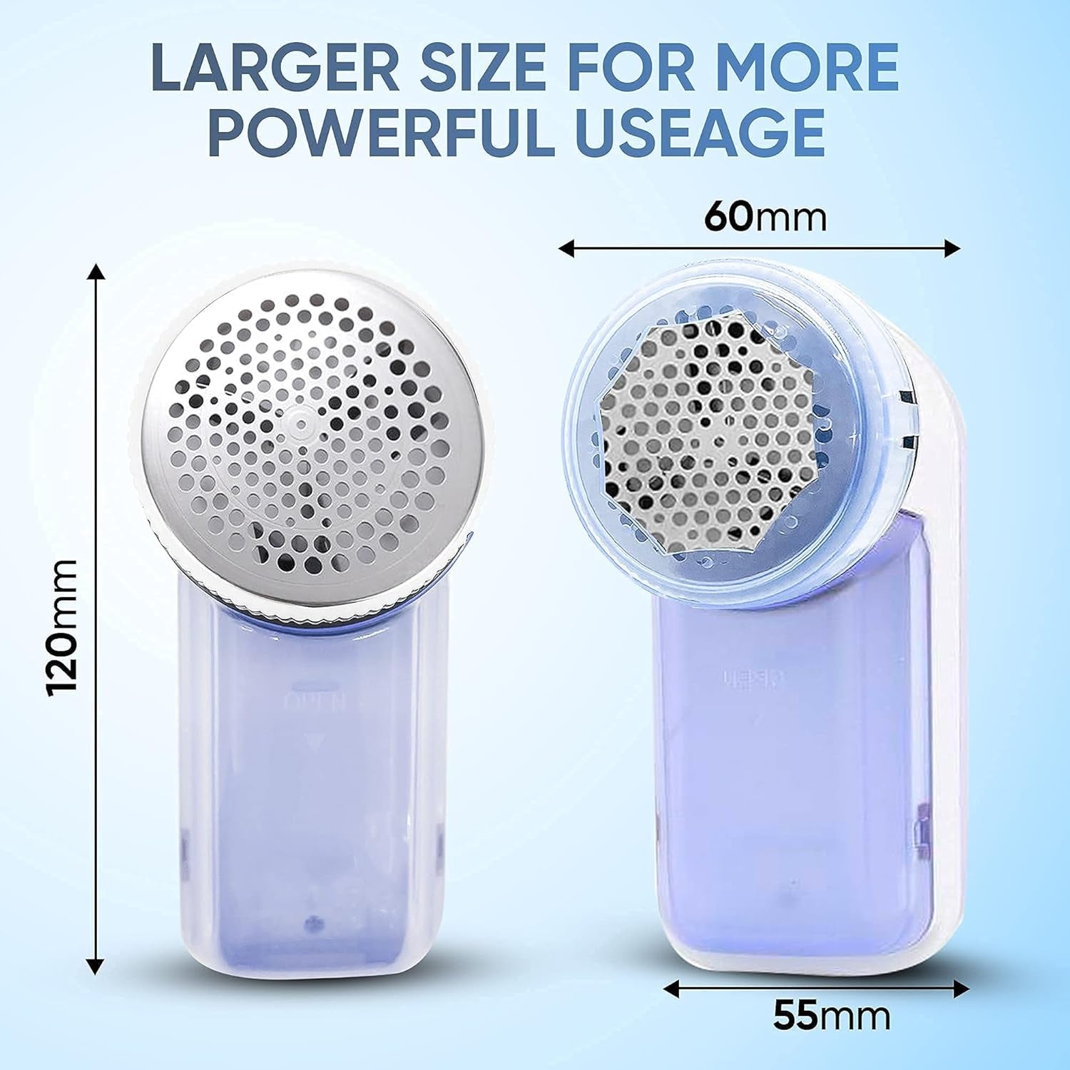 Larger Sized Electric Lint Bobble Remover and Fabric Shaver GC20010 with Free Extra Blade and More Powerful, Multi-Use De Fluffer and De Bobbler Machine for Clothes and More
