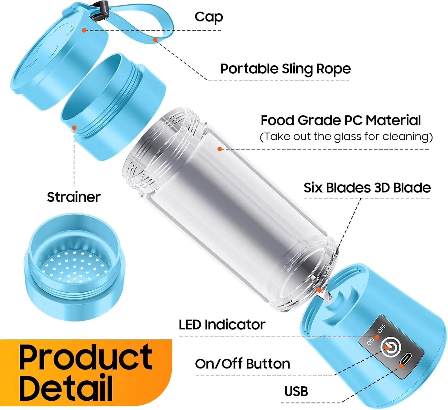 380Ml Household Juice Mixer Mini Electric Juicer USB Rechargeable Smoothie Smoothie Shake Mixer Outdoor Picnic Portable Juicer