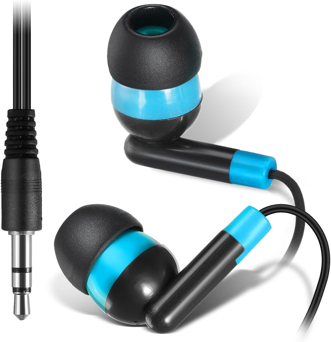 Wholesale Earphones Bulk Earbuds Headphones 100 Pack Ear Buds Classroom Bundle Packs Headphones Disposable Student Earbuds for Kids School Library (Black/Blue)