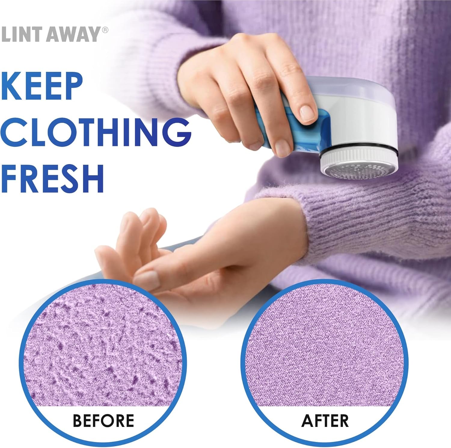 Larger Sized Electric Lint Bobble Remover and Fabric Shaver GC20010 with Free Extra Blade and More Powerful, Multi-Use De Fluffer and De Bobbler Machine for Clothes and More