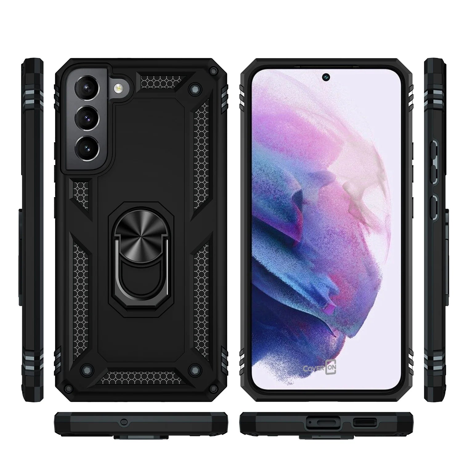 for Samsung Galaxy S22 plus Ring Case, Kickstand Rugged Phone Cover Magnetic Car Mount Compatible - Black