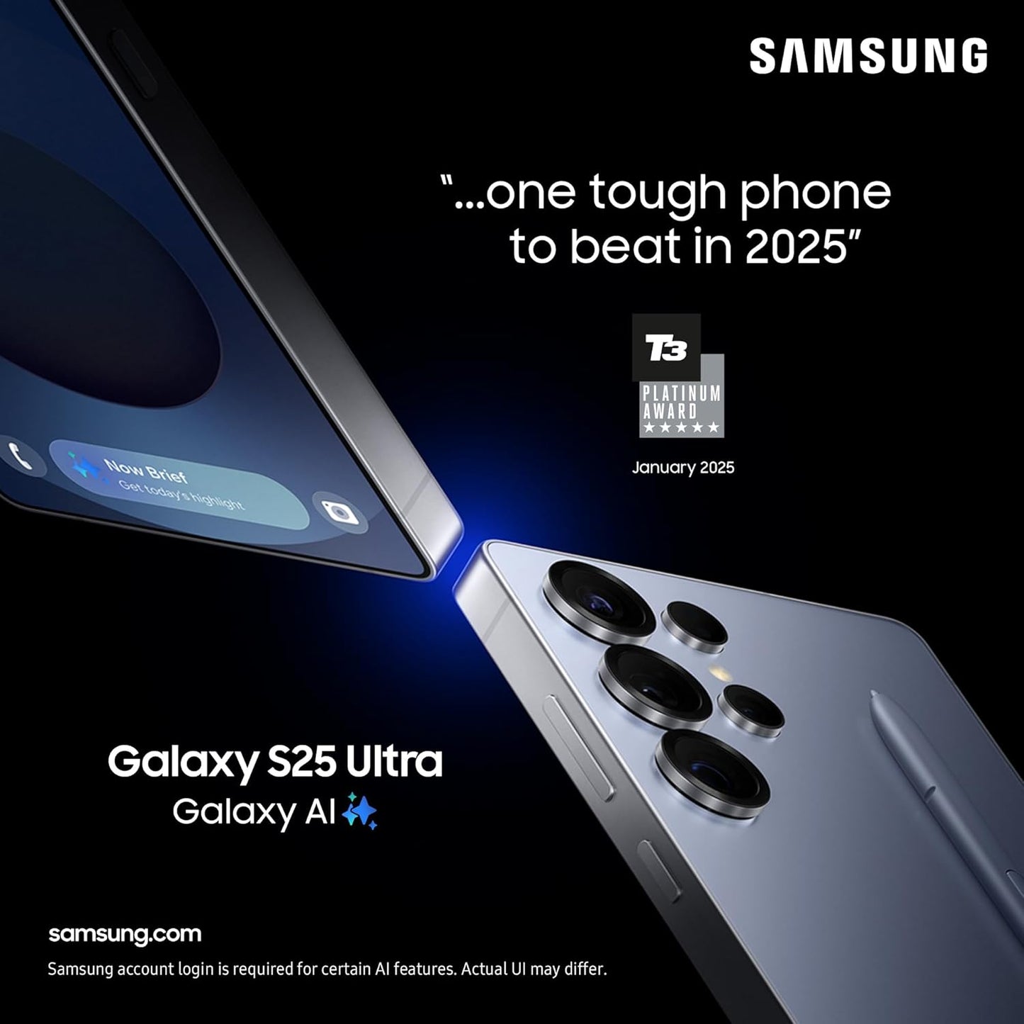 Galaxy S25 Ultra AI Smartphone, Galaxy AI, 12GB Memory, 256GB Storage, 200MP Camera, S Pen Included, Titanium Whitesilver, 3 Year Extended Warranty (UK Version)