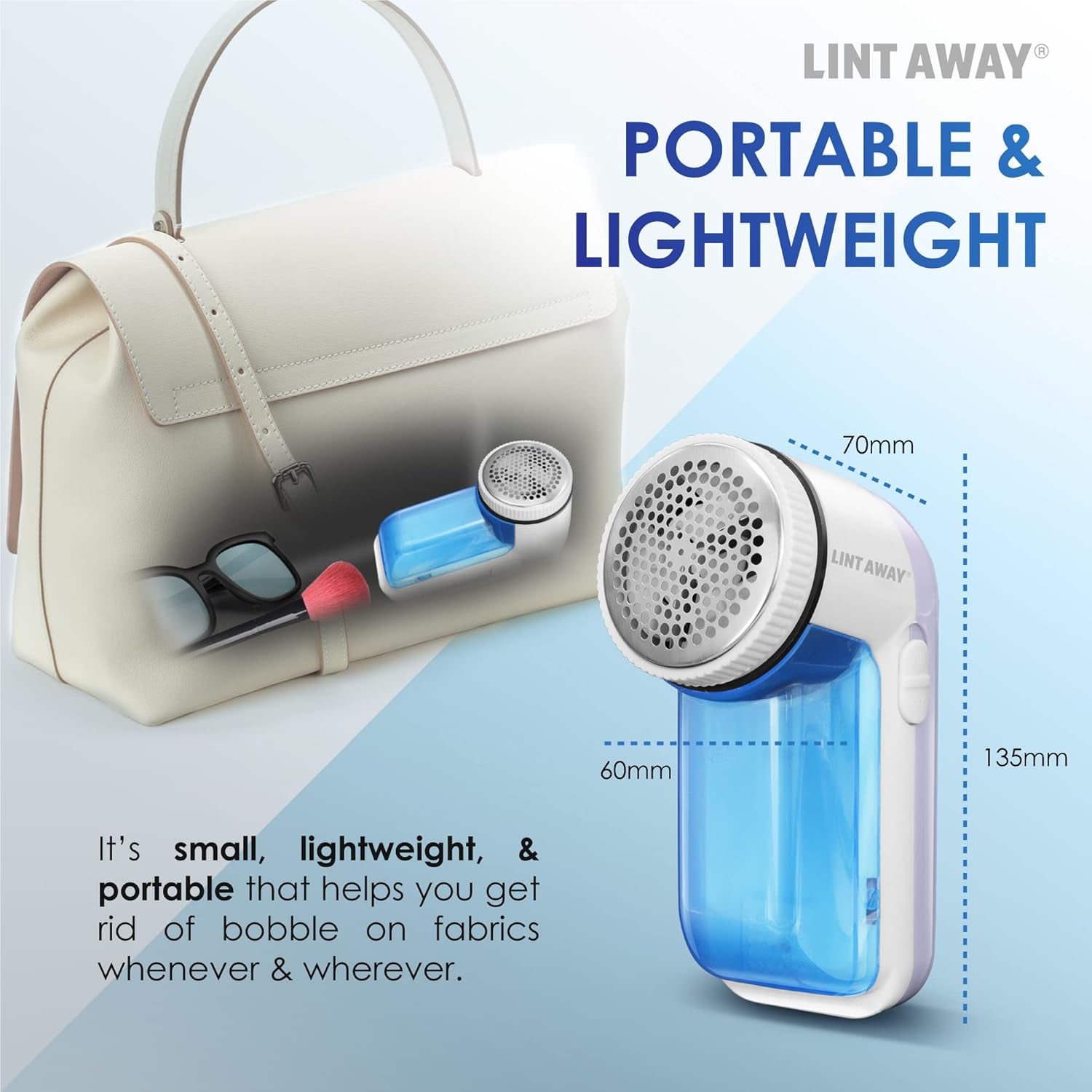 Larger Sized Electric Lint Bobble Remover and Fabric Shaver GC20010 with Free Extra Blade and More Powerful, Multi-Use De Fluffer and De Bobbler Machine for Clothes and More