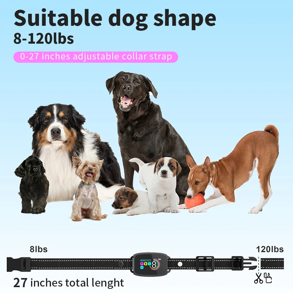 Smart Automatic Anti Barking Dog Collar Rechargeable Bark Stopper Stop Barking HD Digital Display IP67 Waterproof Collar For Dogs Pet Products - Sertex