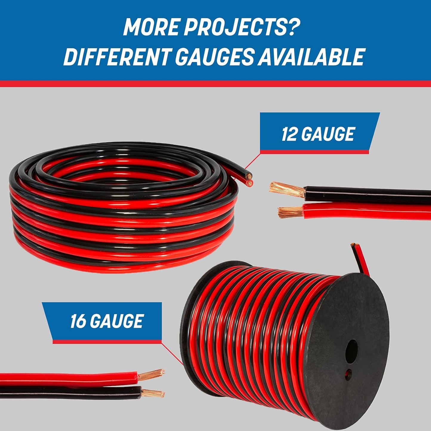 16 AWG Stranded Pure Copper Electrical Wire - 100 Feet, Ideal for Speaker, Automotive, Trailer, Stereo, and Home Theater Applications - Red/Black