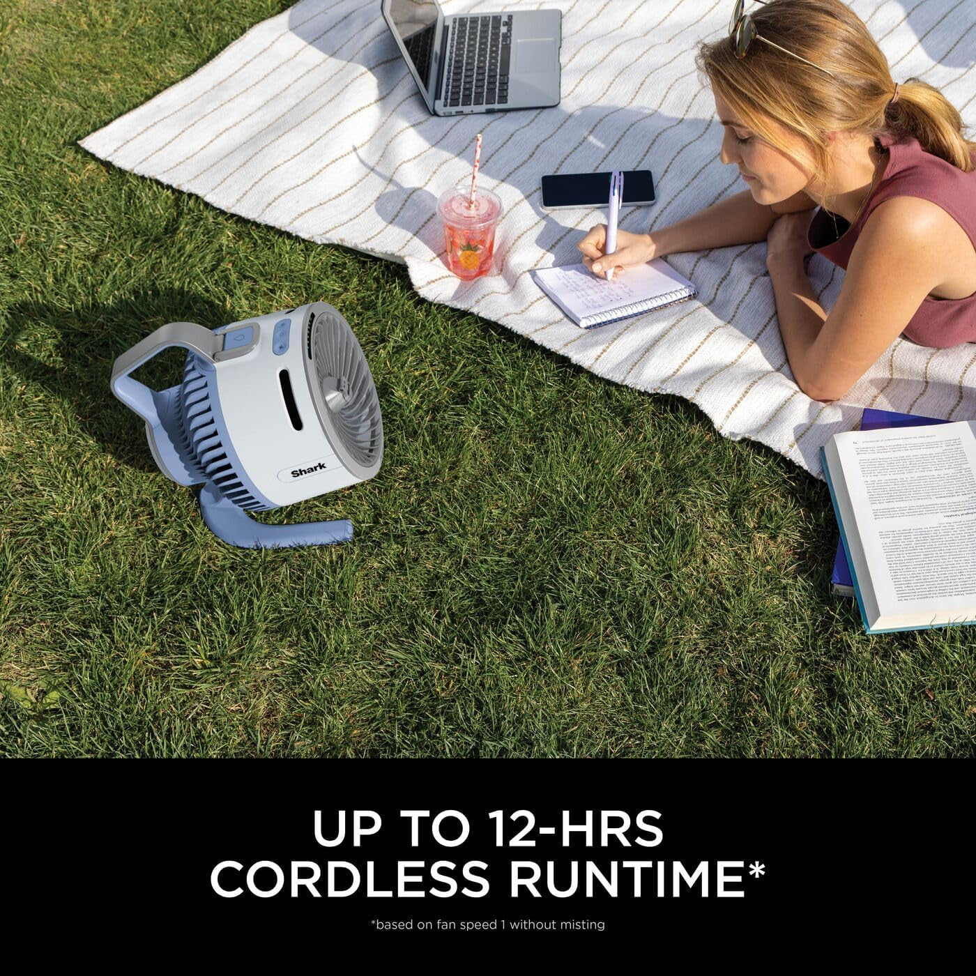 Flexbreeze Hydrogo Cordless Fan, Powerful Portable Fan with Misting, Indoor & Outdoor Cooling, Quiet & Durable, Compact & Lightweight, up to 20M Airflow, Glacier FA050UKBL