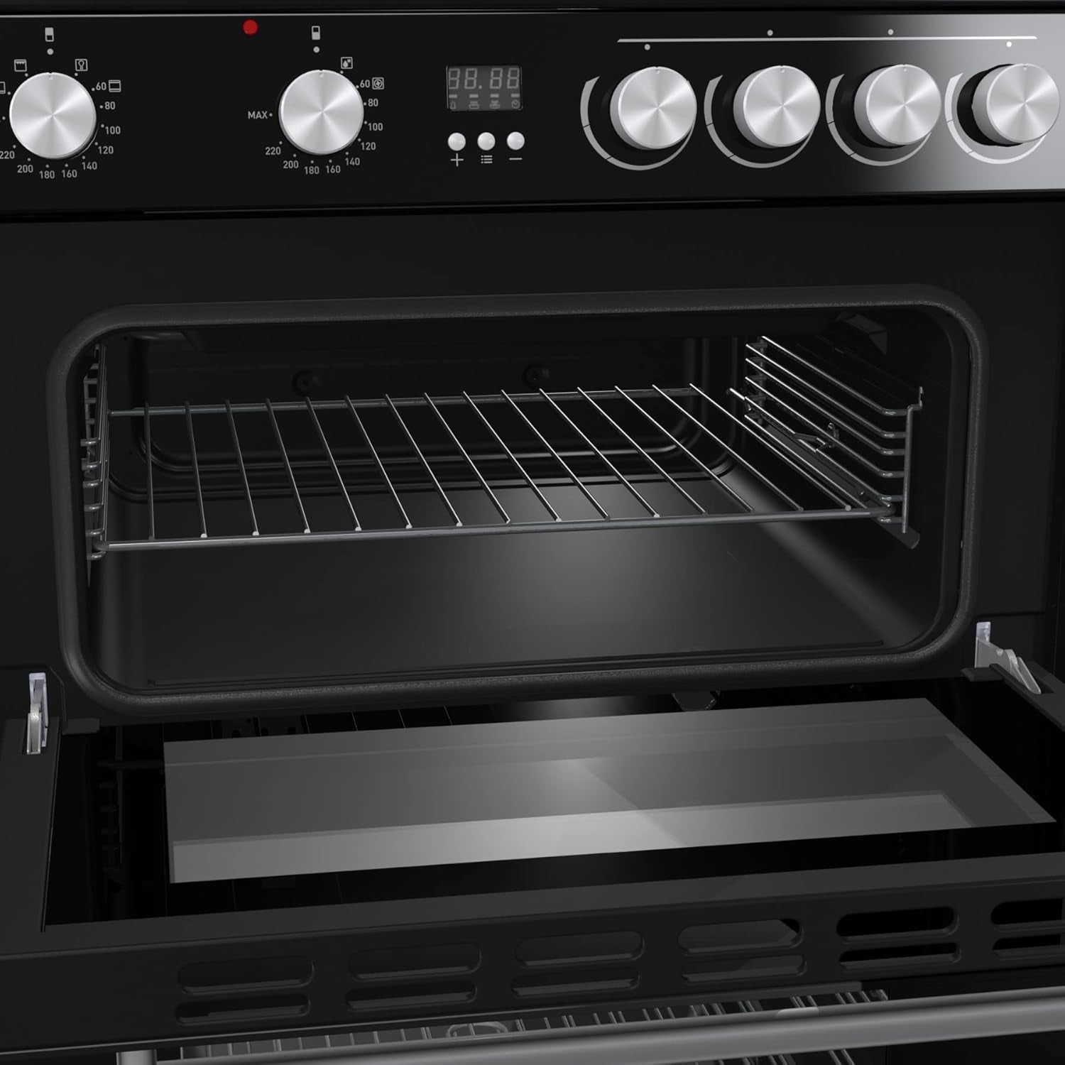 HDE3211BBUK 60Cm Electric Cooker with Ceramic Hob-Black , a Rated Double Oven