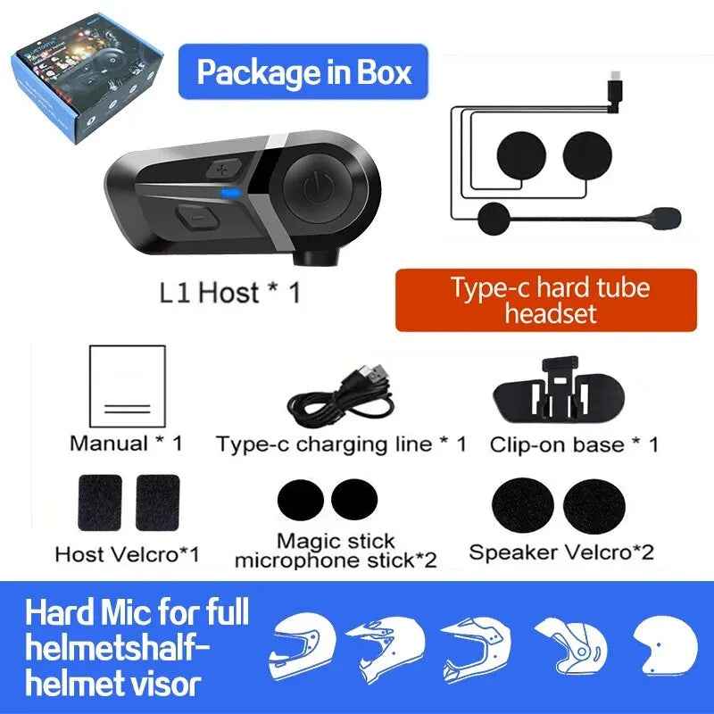 Bluetooth 5.3 Motorcycle Helmet Headset Waterproof Wireless Hands-Free Call Phone Earphone Music Player for Moto Helmet