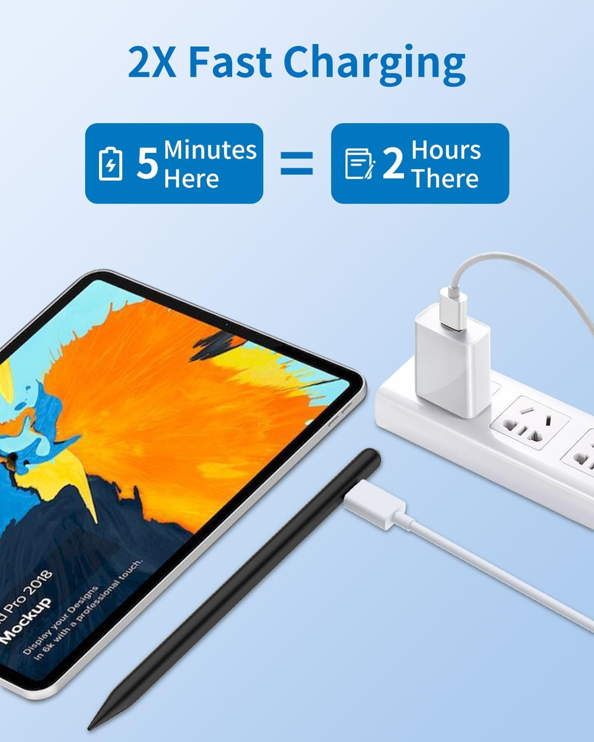 Pencil for Apple Ipad 2025~2018 with 2X Fast Charge, Air M3 Pencil Compatible with Ipad Air 11/13(M2/M3) with Palm Rejection and Tilt Sensitivity, Air Pen USB C for Ipad Air/Pro/Mini/6Th~11Th