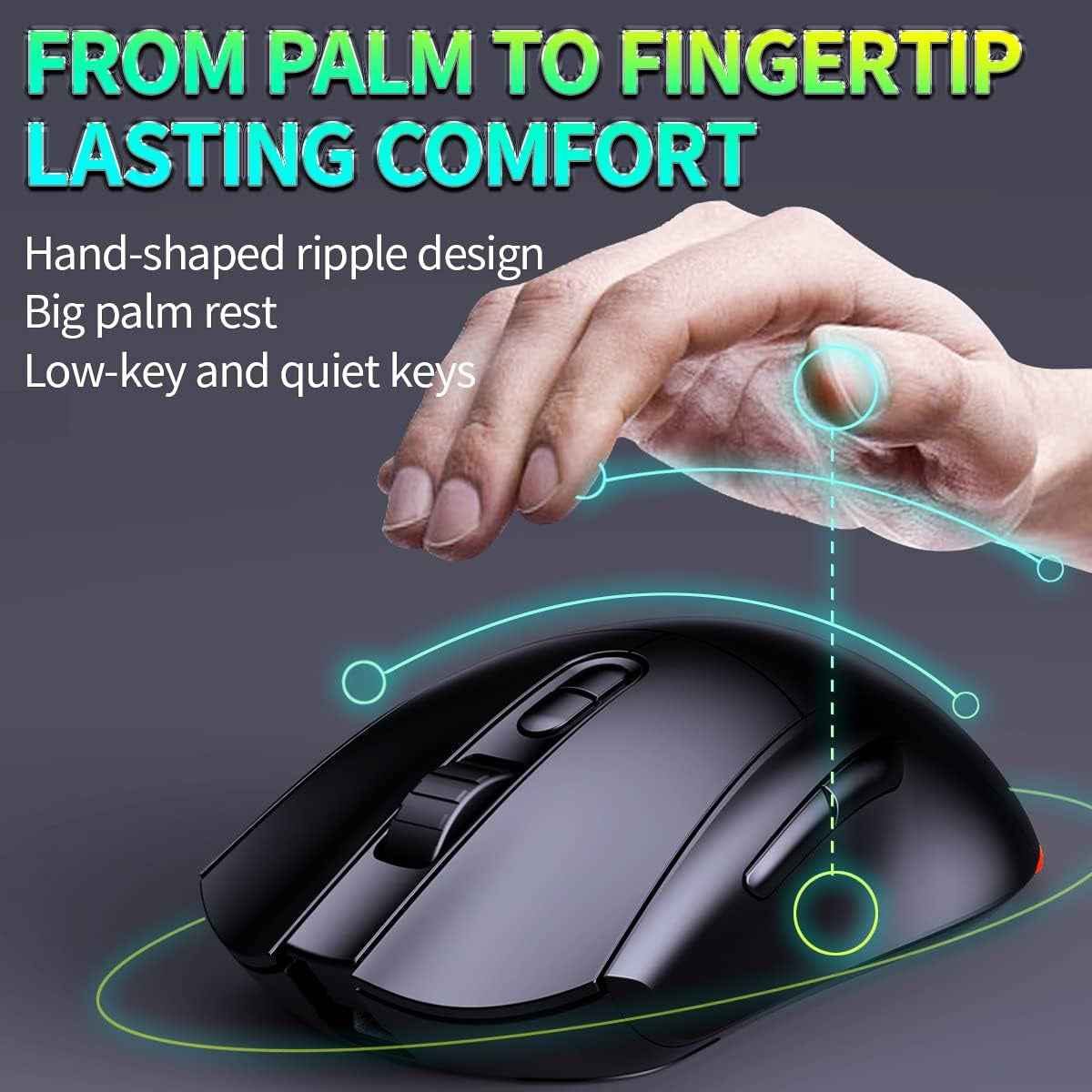 C104 Wireless Gaming Keyboard and Mouse Combo - RGB Backlit, Mechanical Feel, Anti-Ghosting, Rechargeable Battery, 7D 3200DPI Mice for Gamers