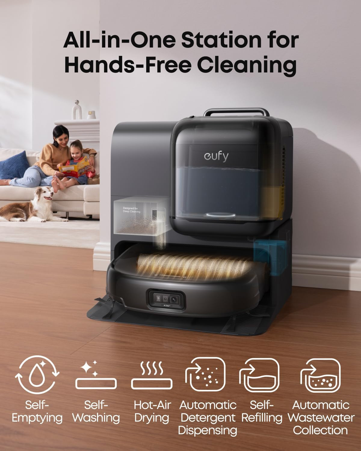 E28 Omni Robot Vacuum Cleaner with Mop, Hydrojet System, Portable Deep Cleaner for Carpet, Spot Cleaner, 20,000 Pa Turbo Suction, Zero Tangling, Corner-To-Edge Deep Cleaning, All-In-One Station