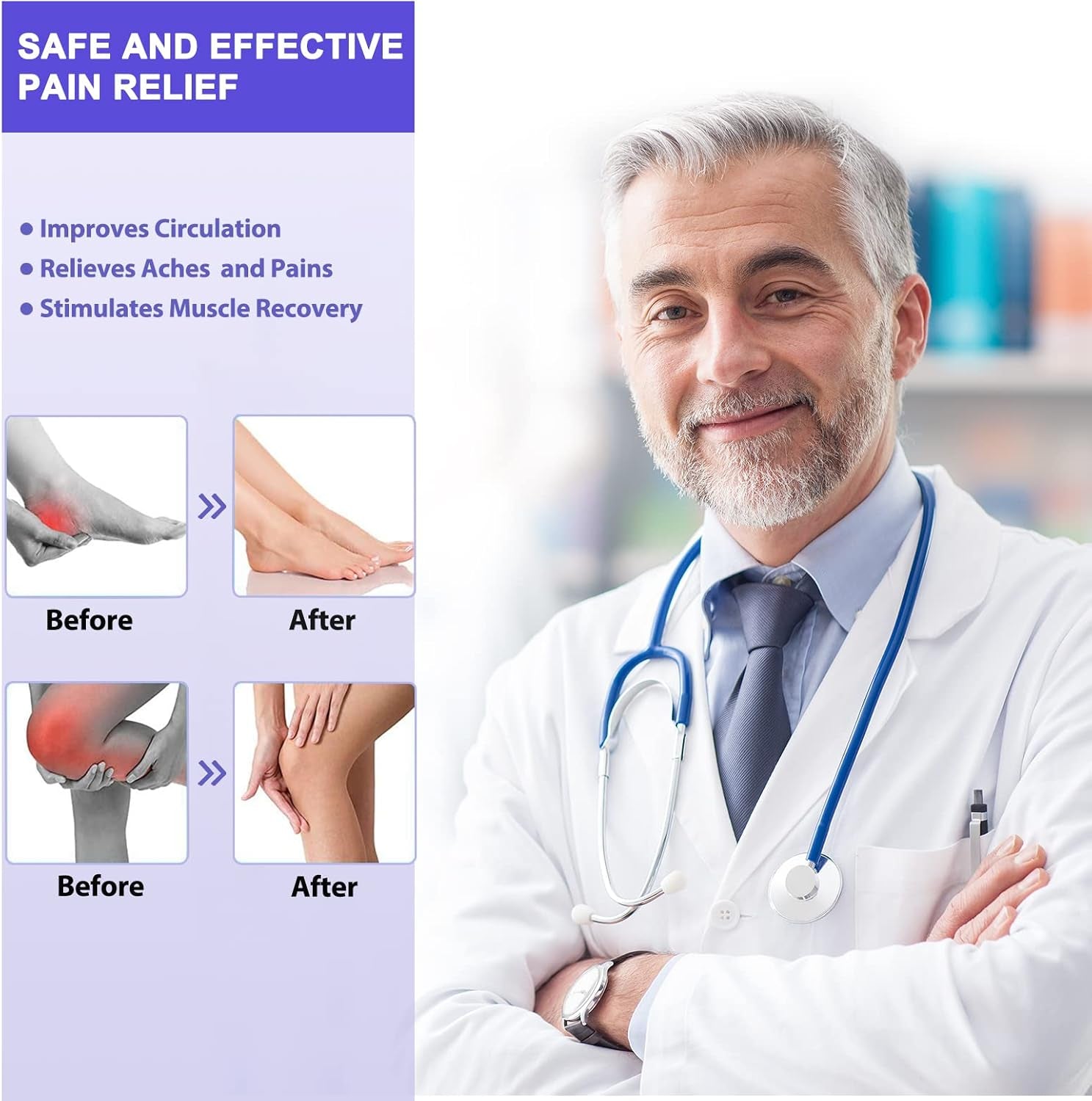 EMS & TENS Foot Stimulator Massager-Fsa or HSA Eligible-Electric Foot Stimulator with Remote Control Improves Circulation, Feet Legs Nerve Muscle Stimulator Relieves Body Pains, Neuropathy