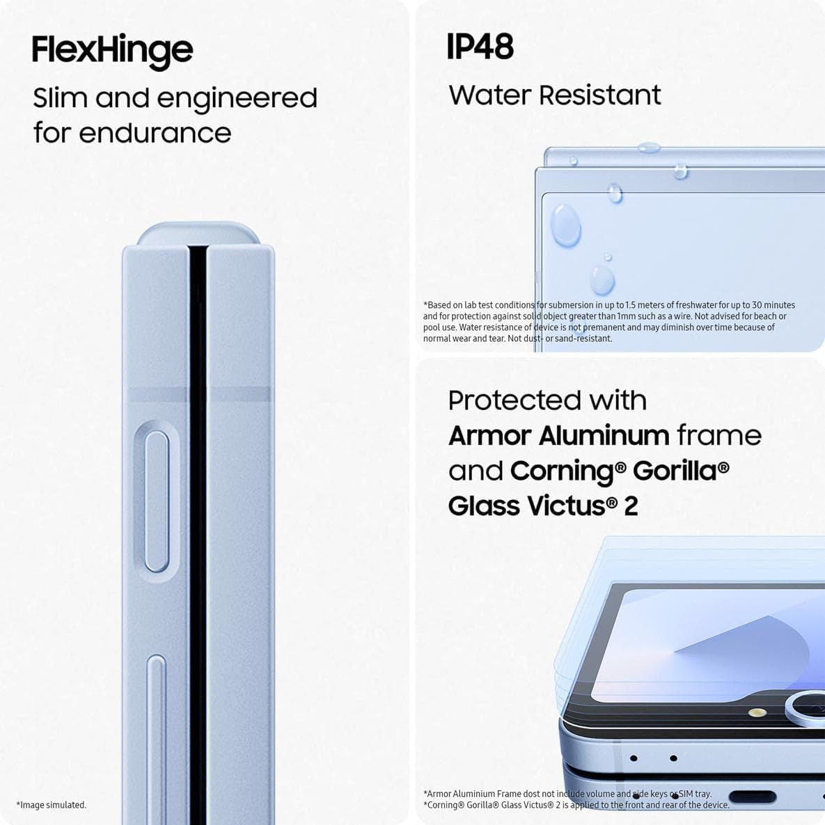 Galaxy Z Flip6 AI Smartphone, Unlocked Android Smartphone, 256GB Storage, 50MP Camera, Blue, 3 Year Manufacturer Extended Warranty (UK Version)