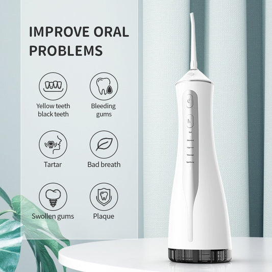 Portable Oral Irrigator Water Flosser USB Rechargeable Nozzles Sertex
