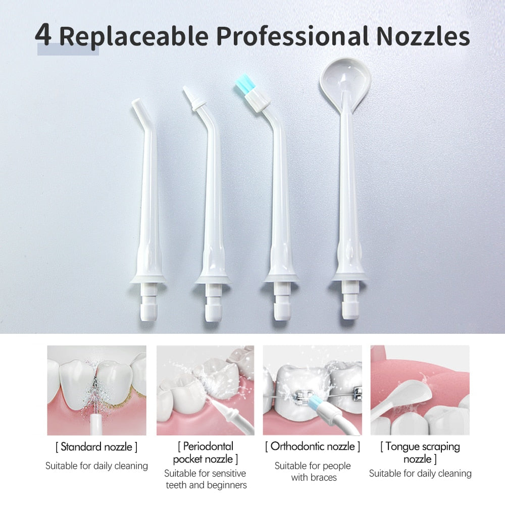 Portable Oral Irrigator Water Flosser USB Rechargeable Nozzles Sertex