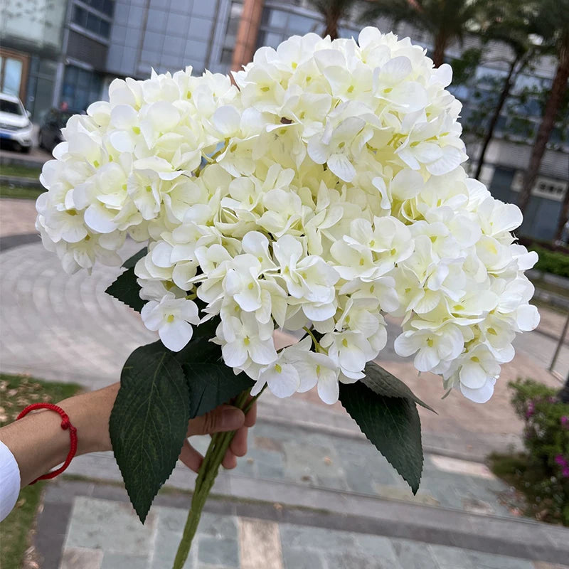 "Large 5-Head Silk Hydrangea Bouquet - White & Pink" Sertex