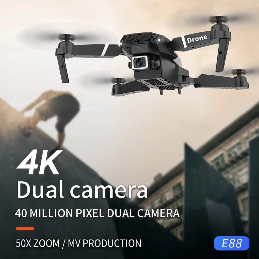 2025 New E88 Pro WIFI FPV Drone - 4K/1080P Dual Camera,Wide-Angle HD, Altitude Hold, Foldable Quadcopter, RC Helicopter Toy Gift Sertex