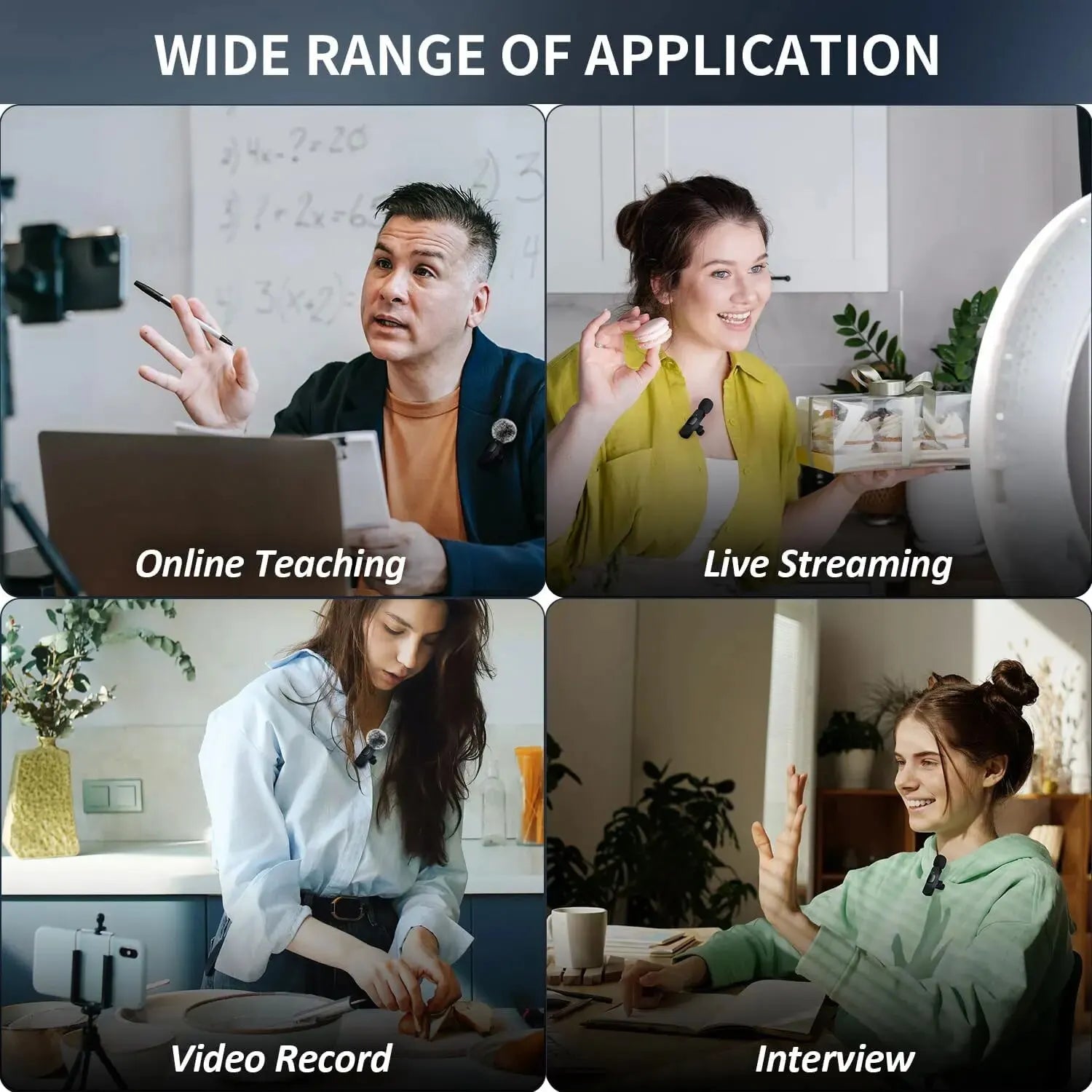 NEW Wireless Lavalier Microphone Audio Video Recording Mini Mic For iPhone Android Laptop Live Gaming Mobile Phone Microphone Sertex