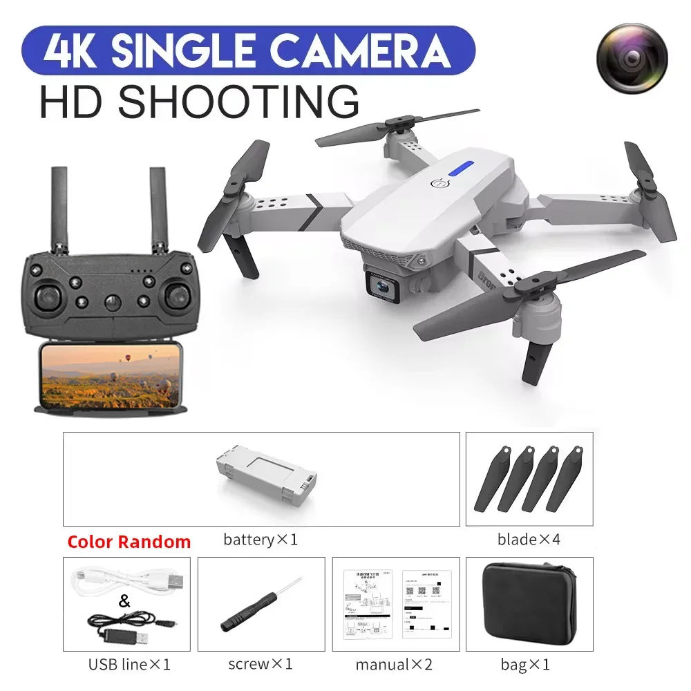 2025 New E88 Pro WIFI FPV Drone - 4K/1080P Dual Camera,Wide-Angle HD, Altitude Hold, Foldable Quadcopter, RC Helicopter Toy Gift Sertex