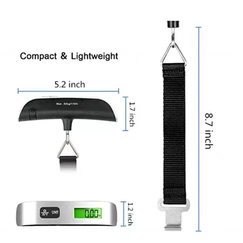 Portable Scale Digital LCD Display 110lb/50kg Electronic Luggage Hanging Suitcase Travel Weighs Baggage Bag Weight Balance Tools Sertex