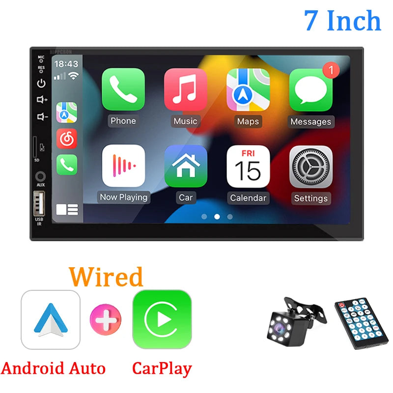 7“ Car Radio 1 Din Carplay Android Auto Multimedia Player HD Touch Screen FM AUX Input Bluetooth MirrorLink Universal Autoradio Sertex