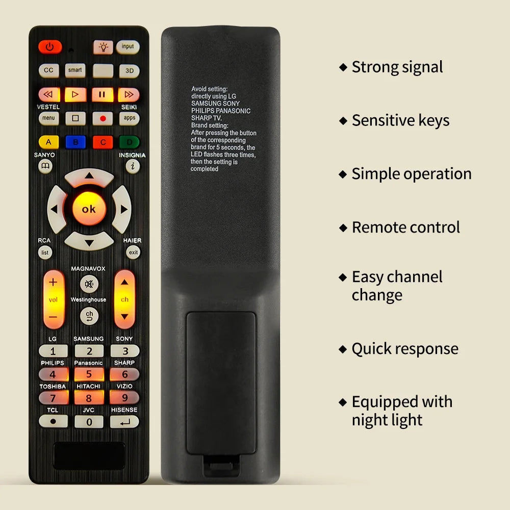 Universal RC-G008 Replcement Remote Control for  All models and brands TV with Light in the night Sertex