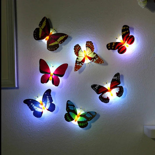 Ranpo Hot Butterfly Night Light Creative Funny Colorful Glowing Butterfly Light Stickable Diy LED House Decorative Wall Lights Sertex