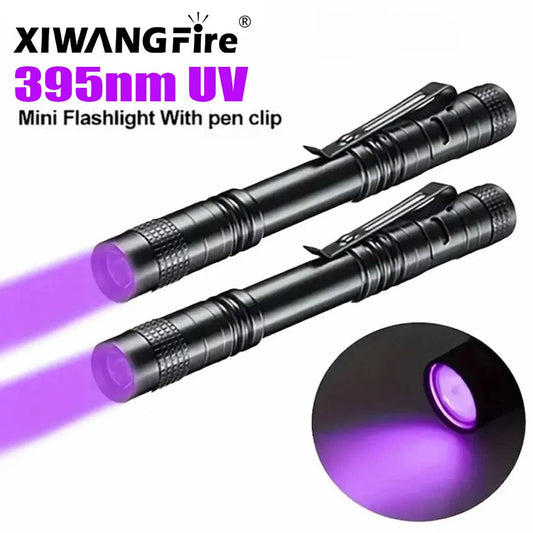 UV Flashlight 395nm Ultraviolet Torch With Pen Clip Portable AAA Batteries Used Violet Light Pet Urine Scorpion Detector UV Lamp Sertex
