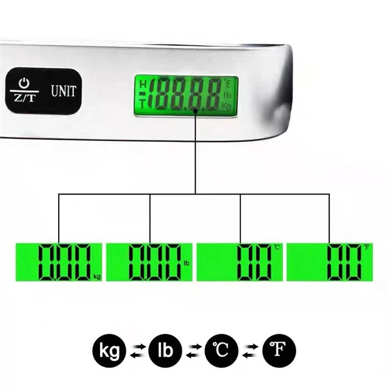 Portable Scale Digital LCD Display 110lb/50kg Electronic Luggage Hanging Suitcase Travel Weighs Baggage Bag Weight Balance Tools Sertex